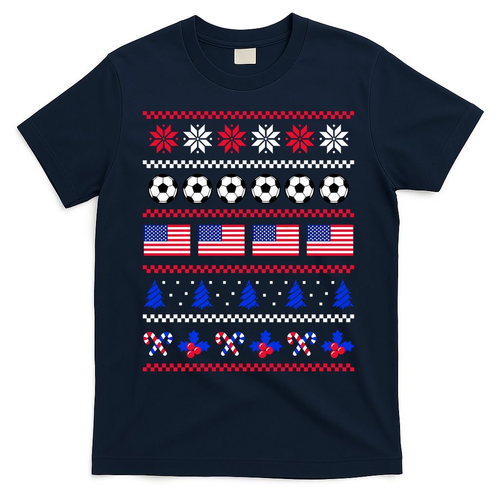 American Flag Soccer Ugly Christmas Sweater America USA T-Shirt