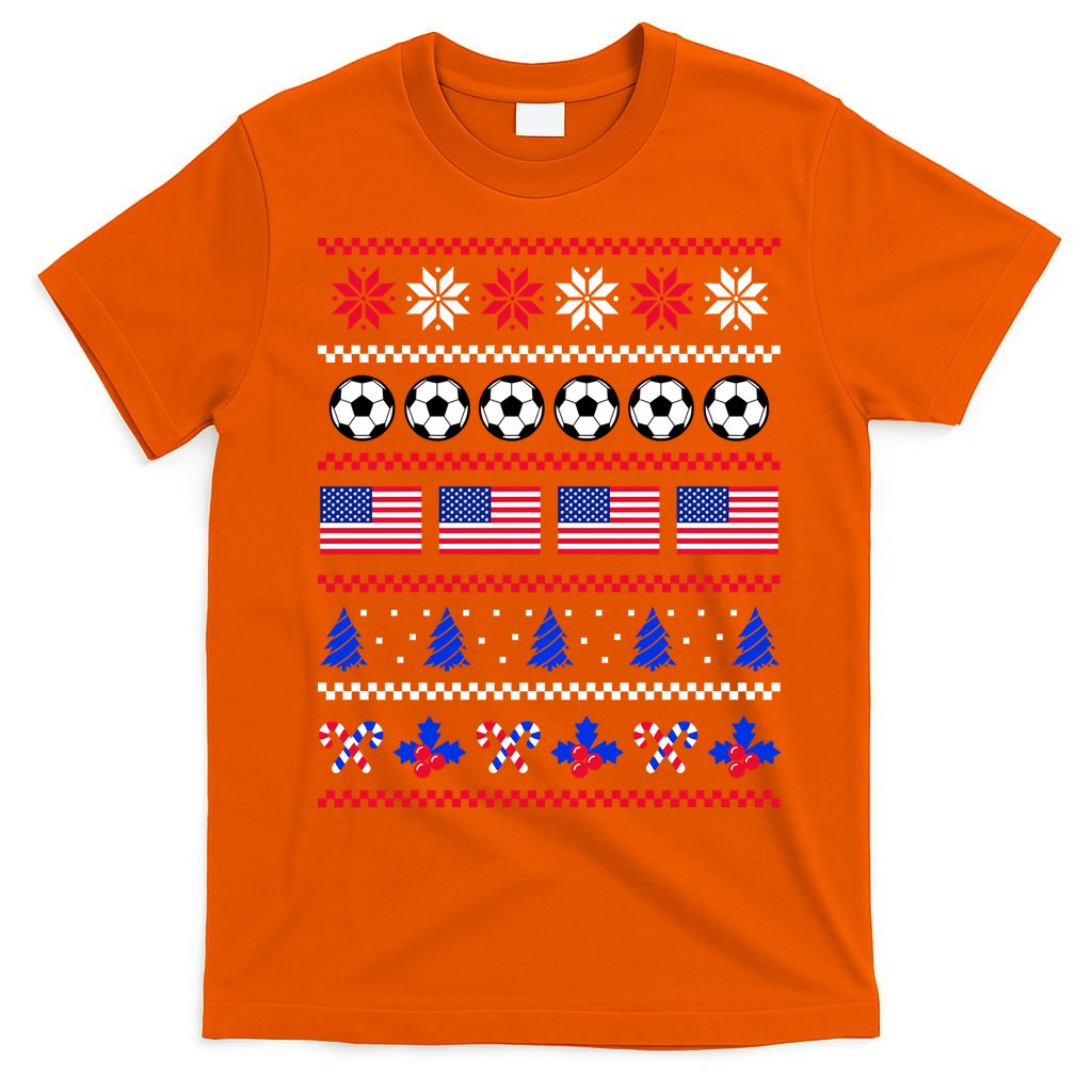 American Flag Soccer Ugly Christmas Sweater America USA T-Shirt