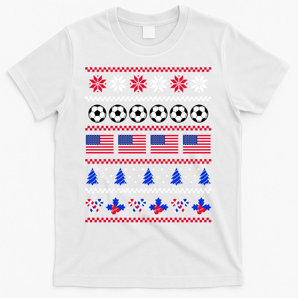 American Flag Soccer Ugly Christmas Sweater America USA T-Shirt