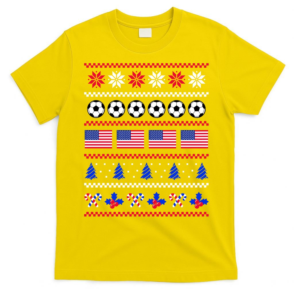 American Flag Soccer Ugly Christmas Sweater America USA T-Shirt