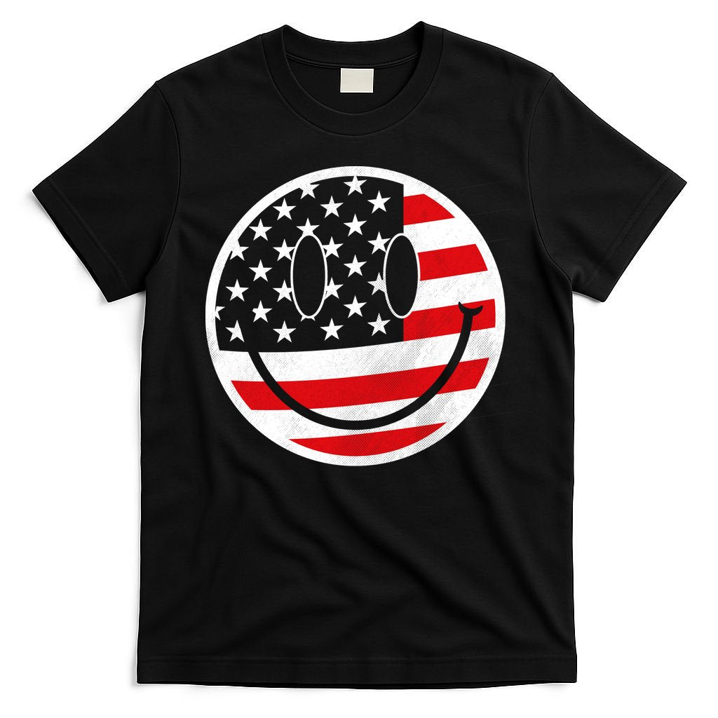 American Flag Smile Vintage Face T-Shirt