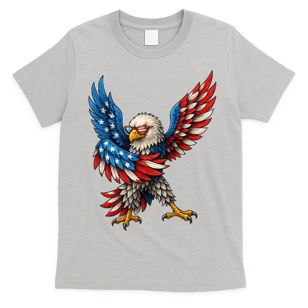 American Flag USA Dabbing Bald Eagle Patriotic 4th Of July T-Shirt