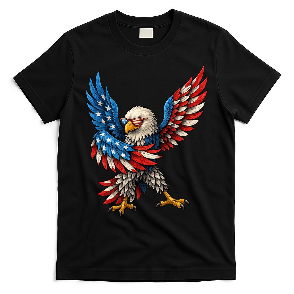American Flag USA Dabbing Bald Eagle Patriotic 4th Of July T-Shirt