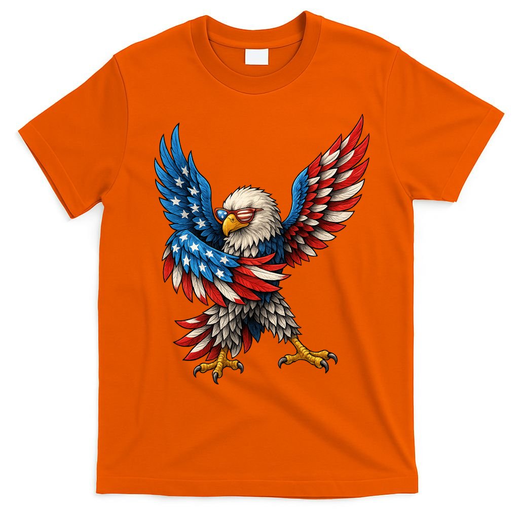 American Flag USA Dabbing Bald Eagle Patriotic 4th Of July T-Shirt