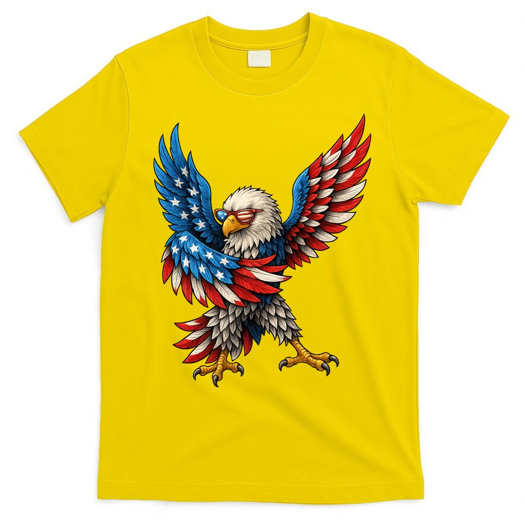 American Flag USA Dabbing Bald Eagle Patriotic 4th Of July T-Shirt
