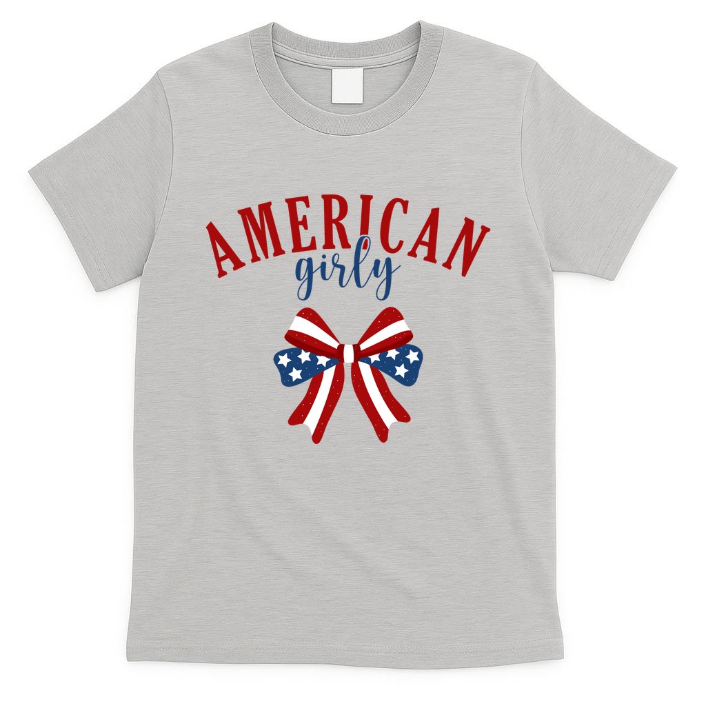 American Girly 4th Of July Usa Bow T-Shirt