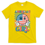 American Girl Retro Groovy 4th Of July Smile Peace T-Shirt