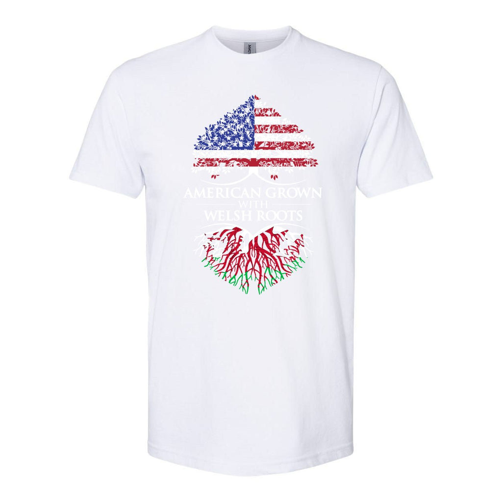 American Grown With Welsh Roots Heart Tree Flag Retro Meaningful Gift Softstyle CVC T-Shirt