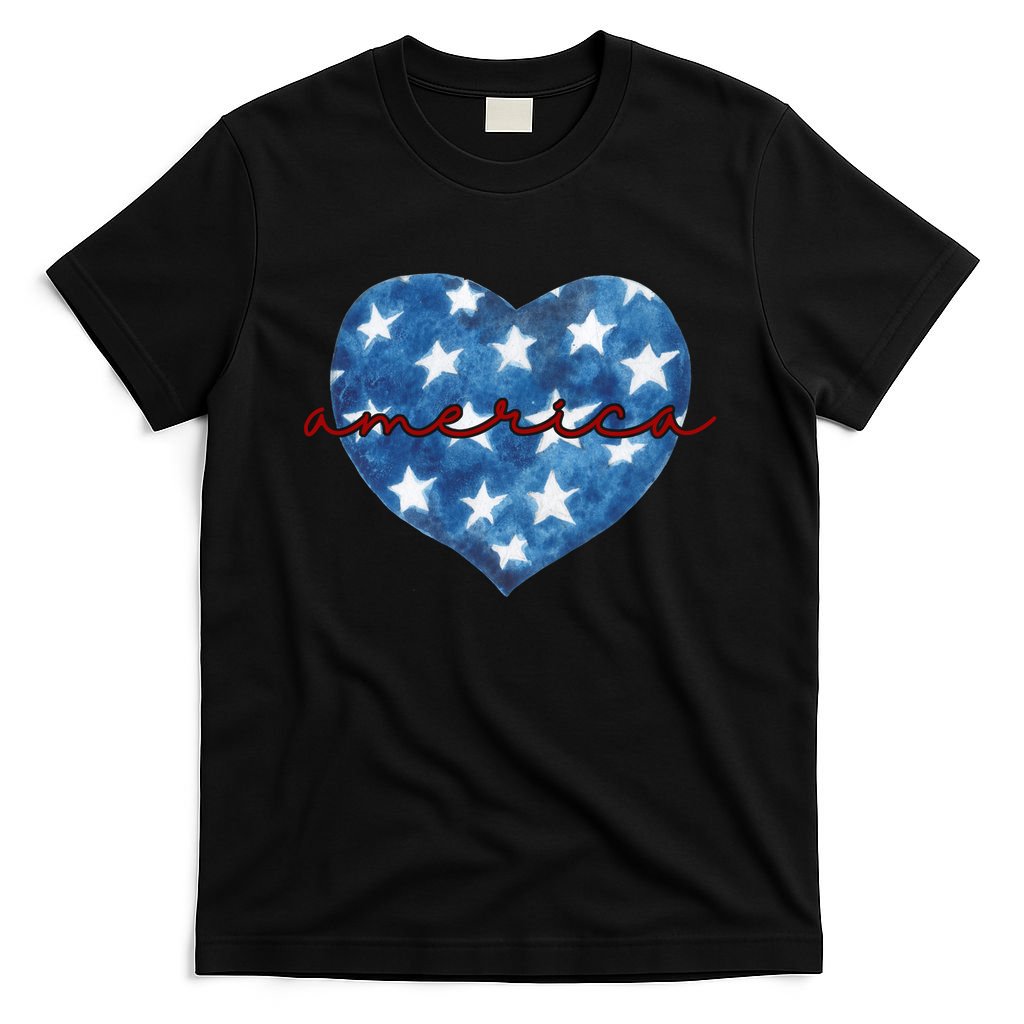 America Heart 4th Of July Cute Festive T-Shirt