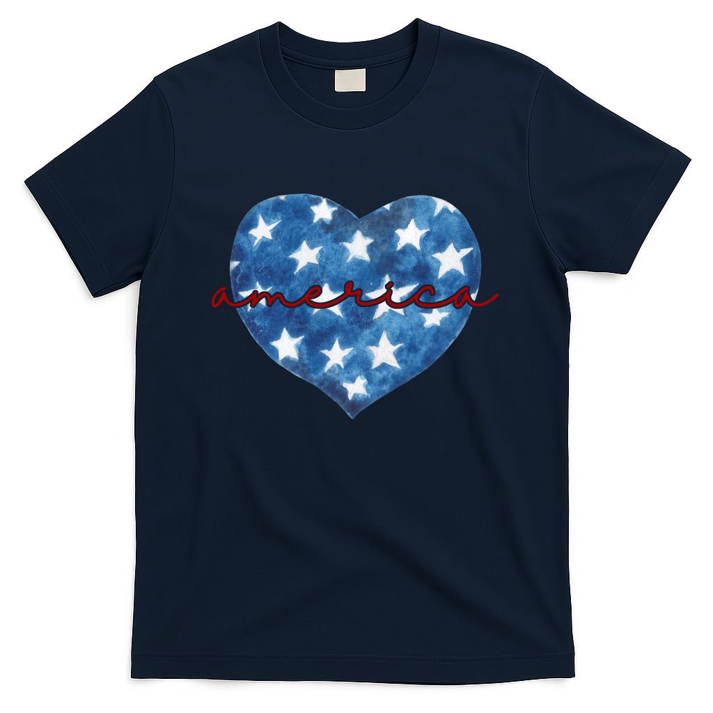 America Heart 4th Of July Cute Festive T-Shirt