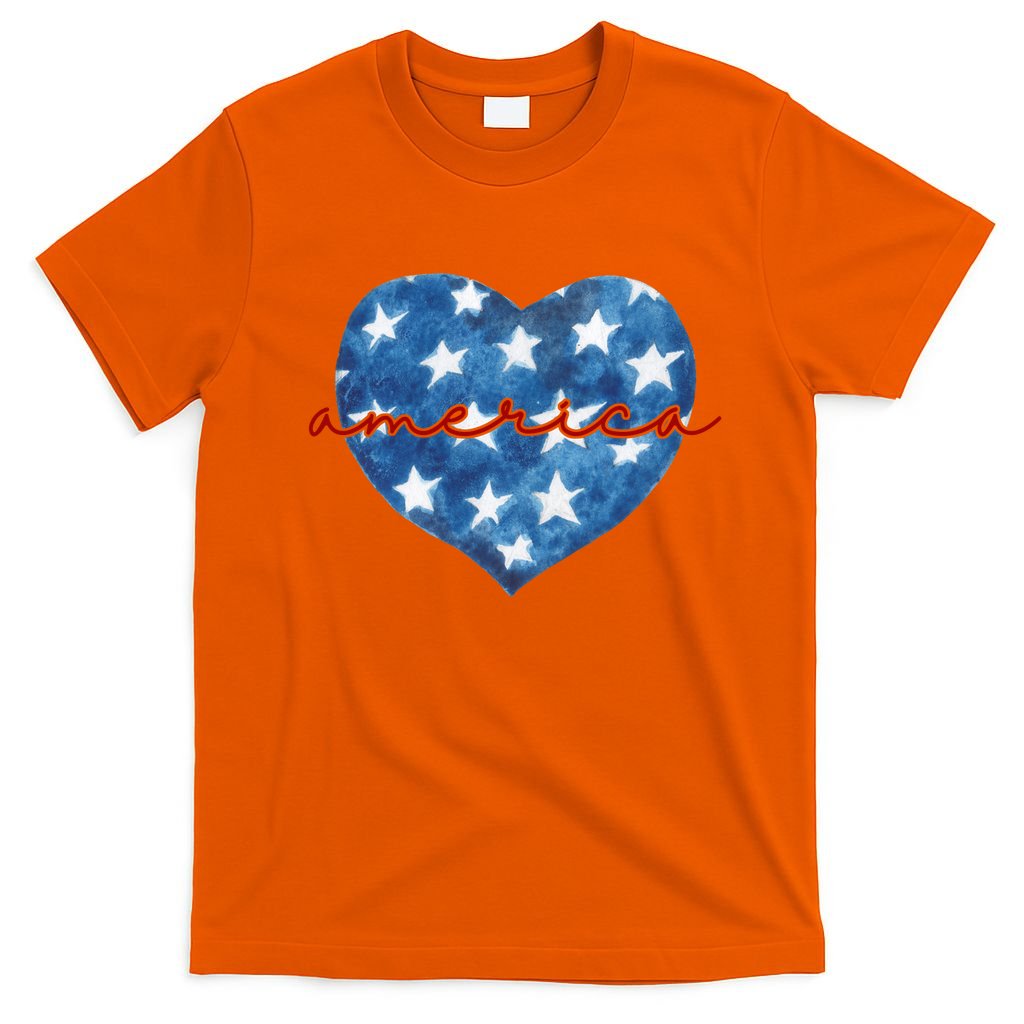America Heart 4th Of July Cute Festive T-Shirt