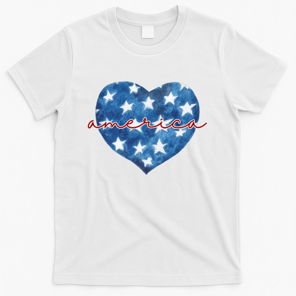 America Heart 4th Of July Cute Festive T-Shirt
