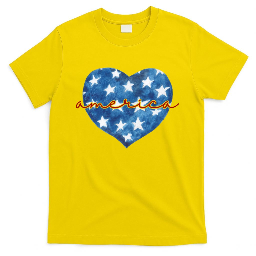 America Heart 4th Of July Cute Festive T-Shirt