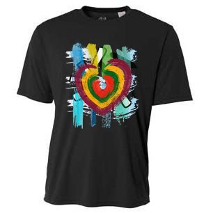 Abstract Heart Painterly Valentine Abstract Art Cooling Performance Crew T-Shirt