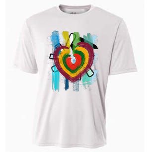 Abstract Heart Painterly Valentine Abstract Art Cooling Performance Crew T-Shirt