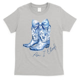 Am I Okay Boot Cowgirl Coquette Bow T-Shirt