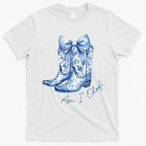 Am I Okay Boot Cowgirl Coquette Bow T-Shirt
