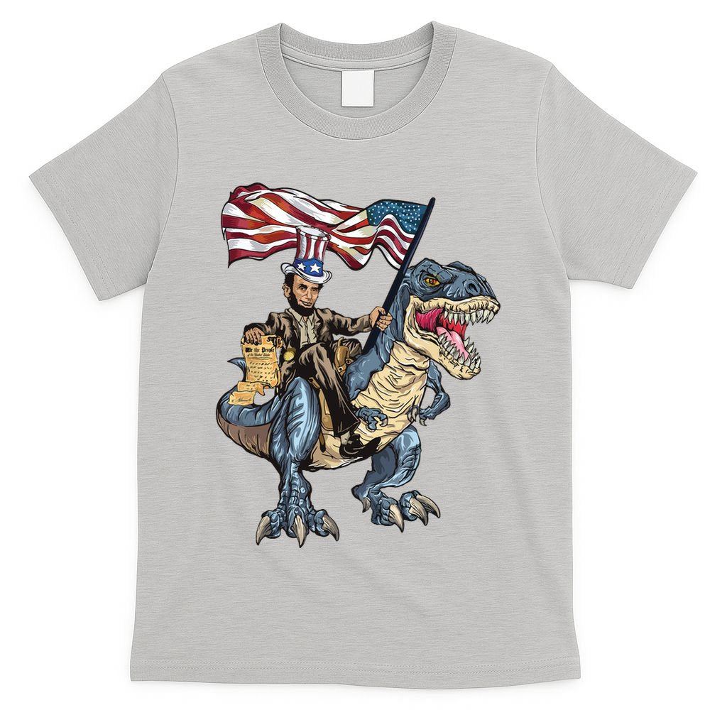 Abe Lincoln Murica T Rex Funny 4th Of July Usa Flag T-Shirt