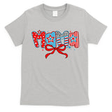 American Mama Coquette Bow Preppy 4th Of July 1776 USA Mom T-Shirt