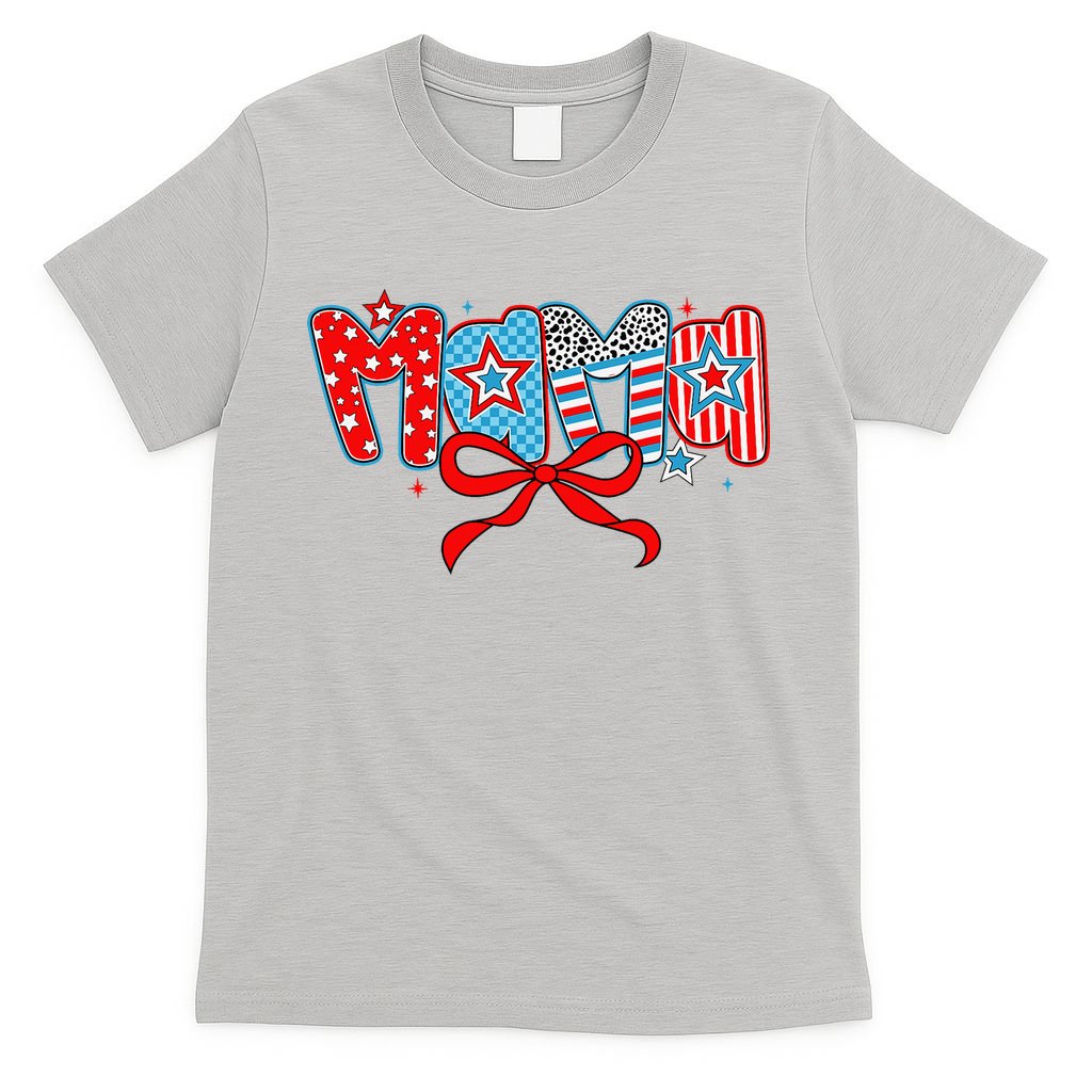 American Mama Coquette Bow Preppy 4th Of July 1776 USA Mom T-Shirt