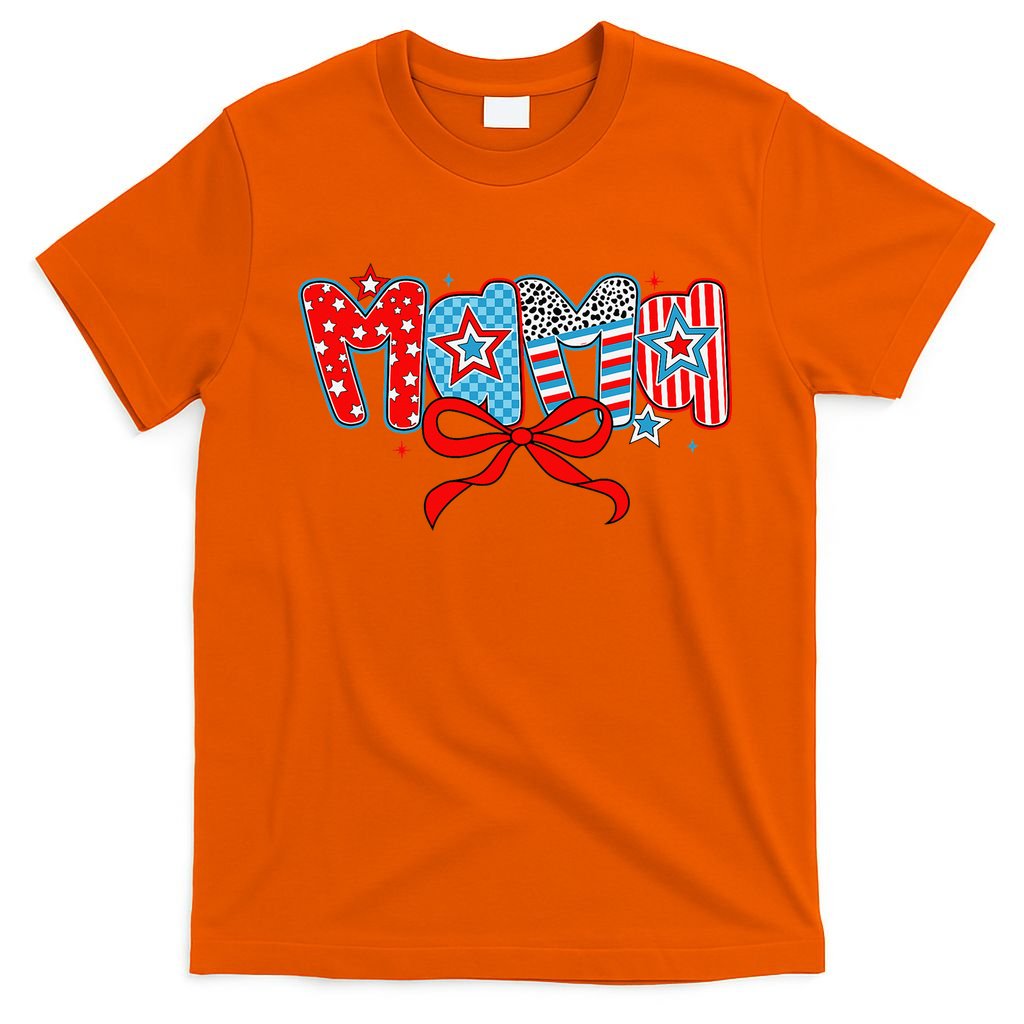 American Mama Coquette Bow Preppy 4th Of July 1776 USA Mom T-Shirt