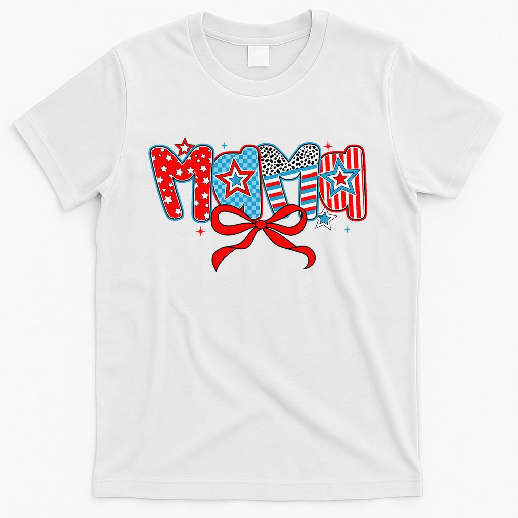 American Mama Coquette Bow Preppy 4th Of July 1776 USA Mom T-Shirt