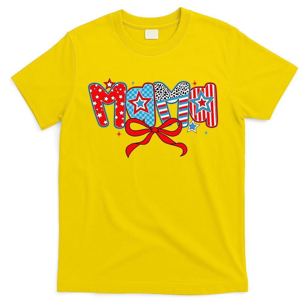 American Mama Coquette Bow Preppy 4th Of July 1776 USA Mom T-Shirt