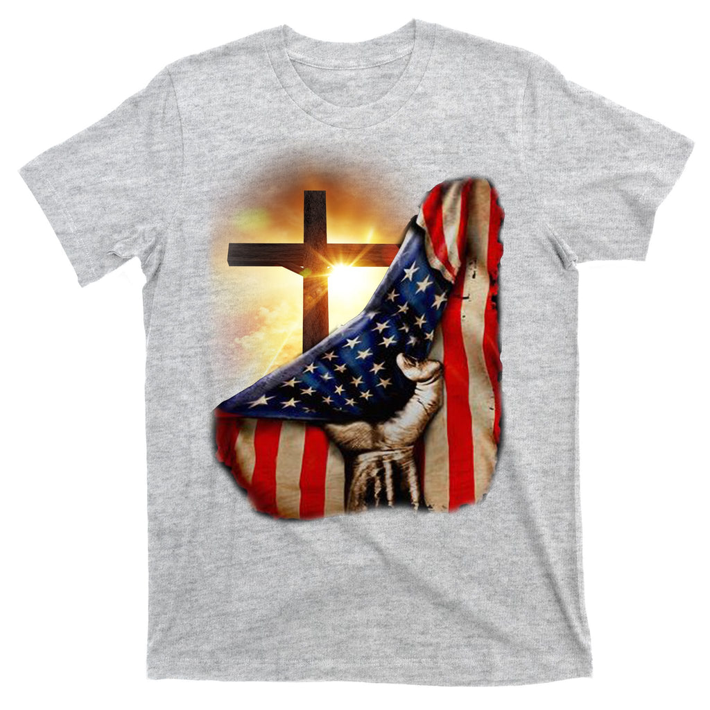 American Christian Cross Patriotic Flag T-Shirt