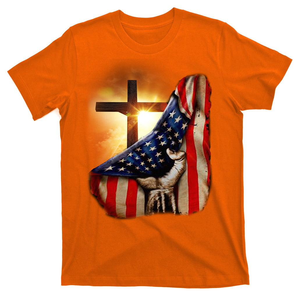 American Christian Cross Patriotic Flag T-Shirt