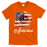 American Flag Sunflower USA T-Shirt