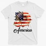 American Flag Sunflower USA T-Shirt