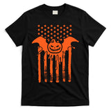 American Halloween Pumpkin Bat USA Flag T-Shirt