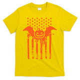 American Halloween Pumpkin Bat USA Flag T-Shirt