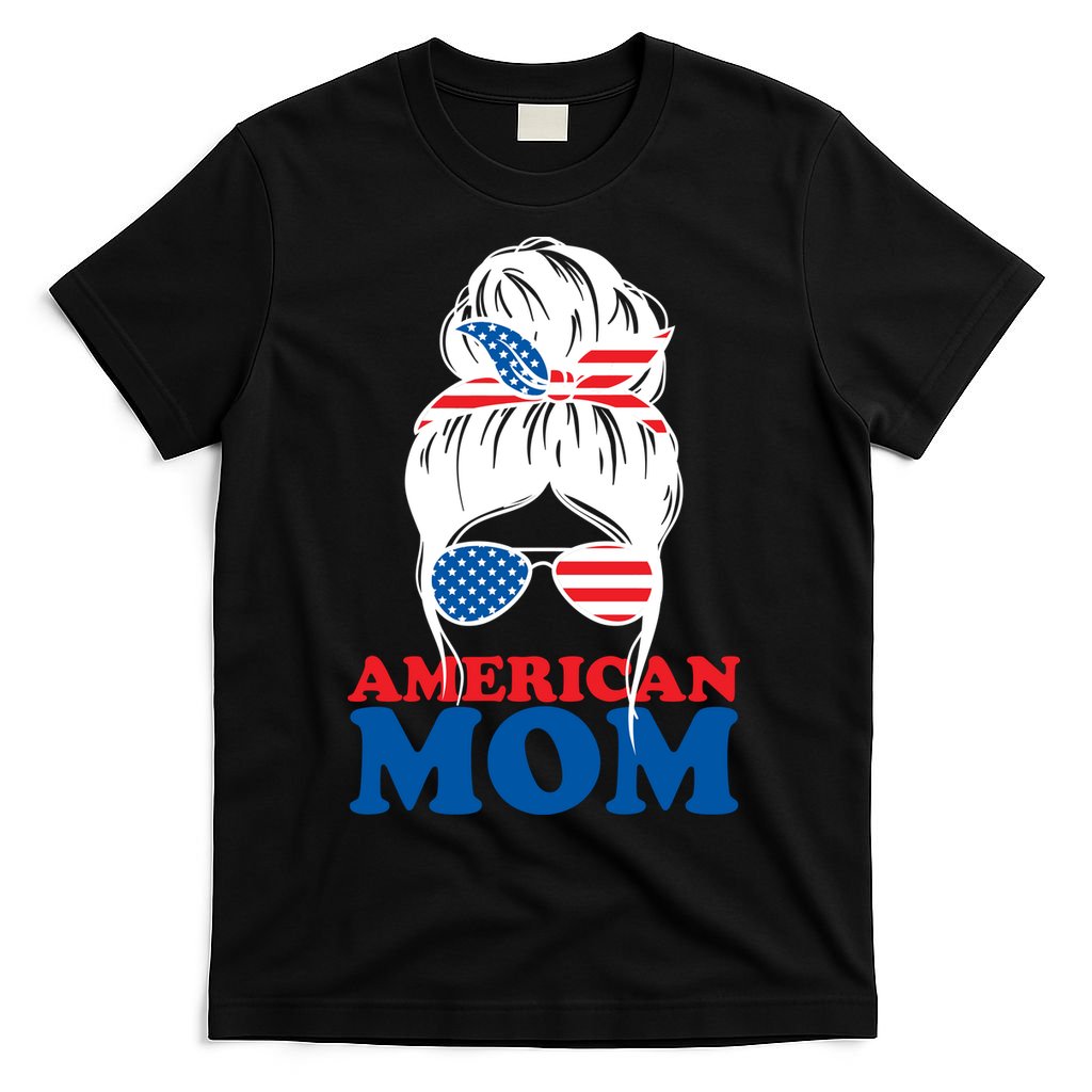 American Mom Usa Hair Bun T-Shirt