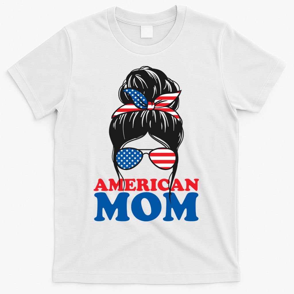 American Mom Usa Hair Bun T-Shirt