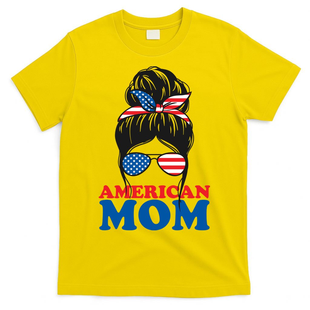 American Mom Usa Hair Bun T-Shirt