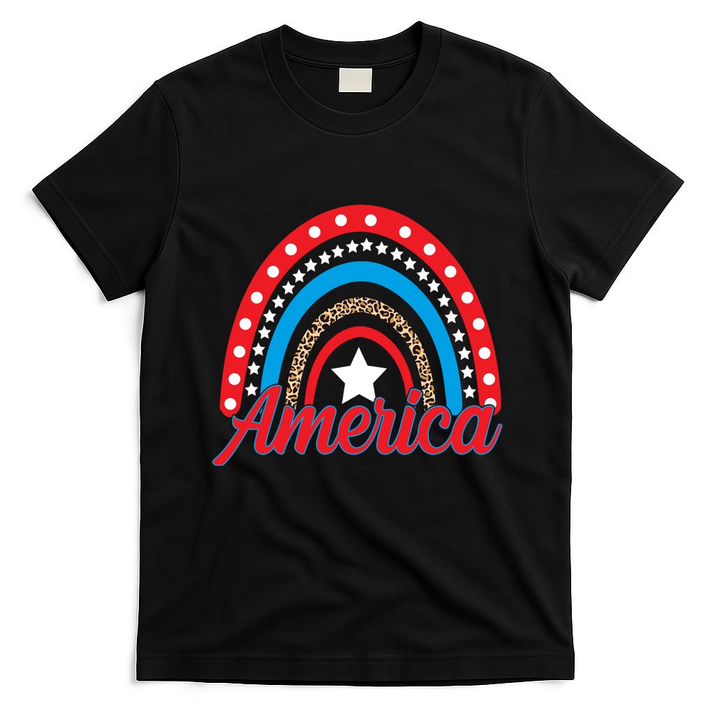 America Rainbow Star 4th Of July T-Shirt