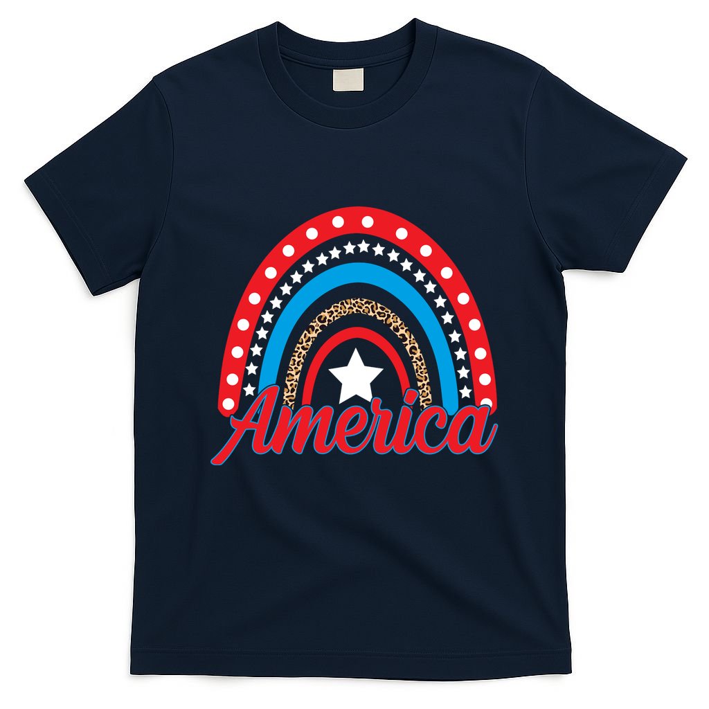 America Rainbow Star 4th Of July T-Shirt