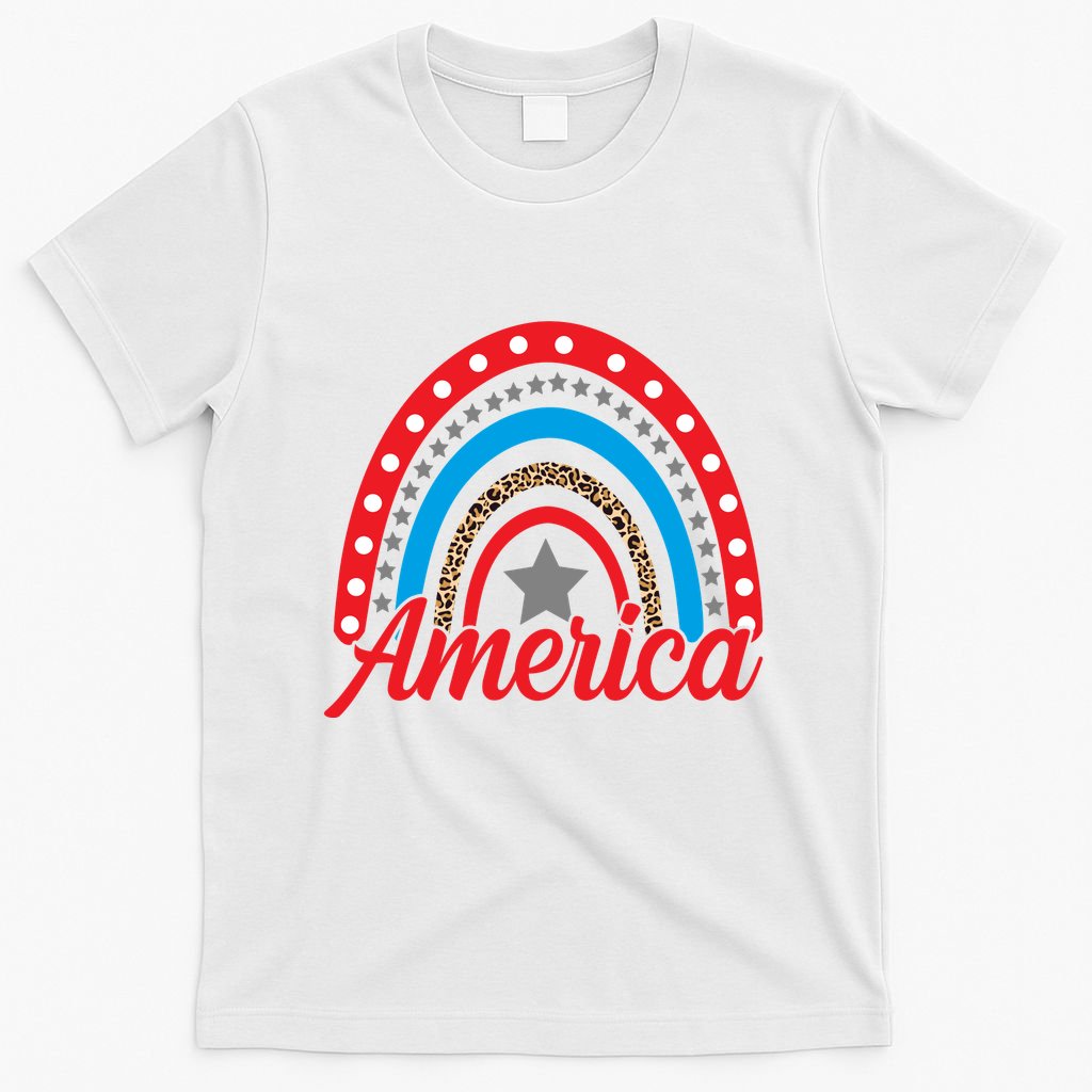 America Rainbow Star 4th Of July T-Shirt
