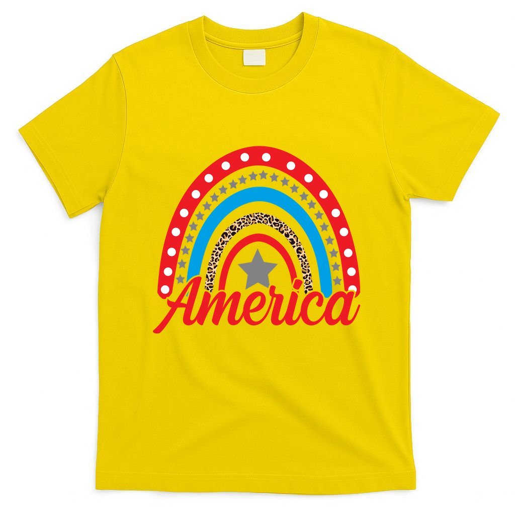America Rainbow Star 4th Of July T-Shirt