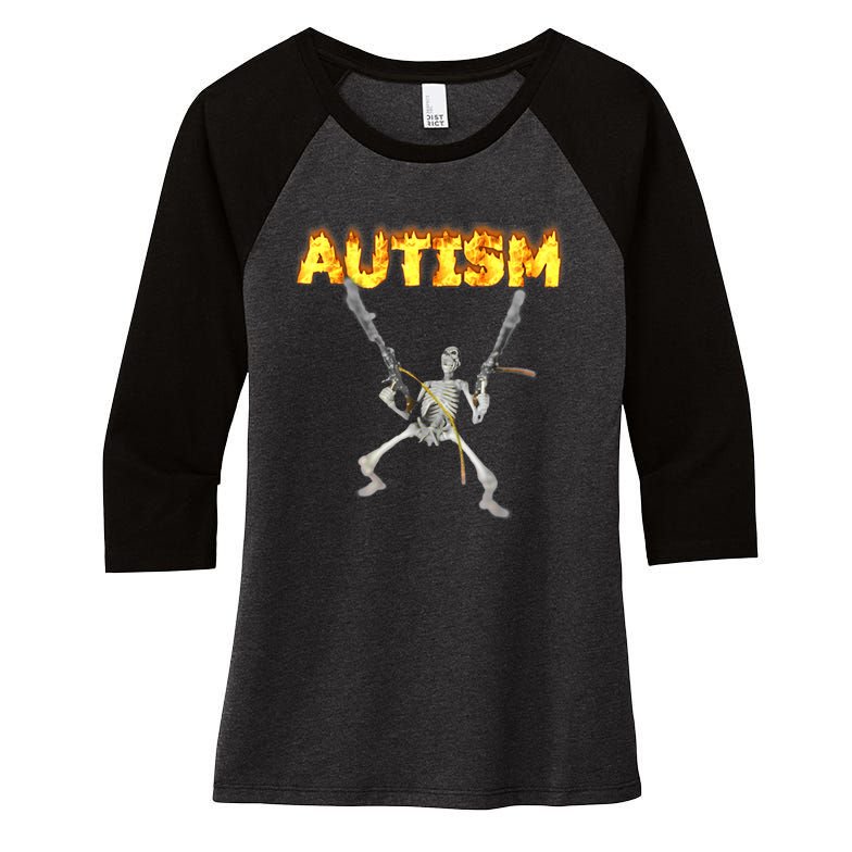 Autism Skeleton Meme Funny Gift Women's Tri-Blend 3/4-Sleeve Raglan Shirt