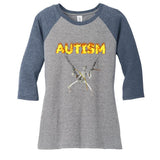 Autism Skeleton Meme Funny Gift Women's Tri-Blend 3/4-Sleeve Raglan Shirt