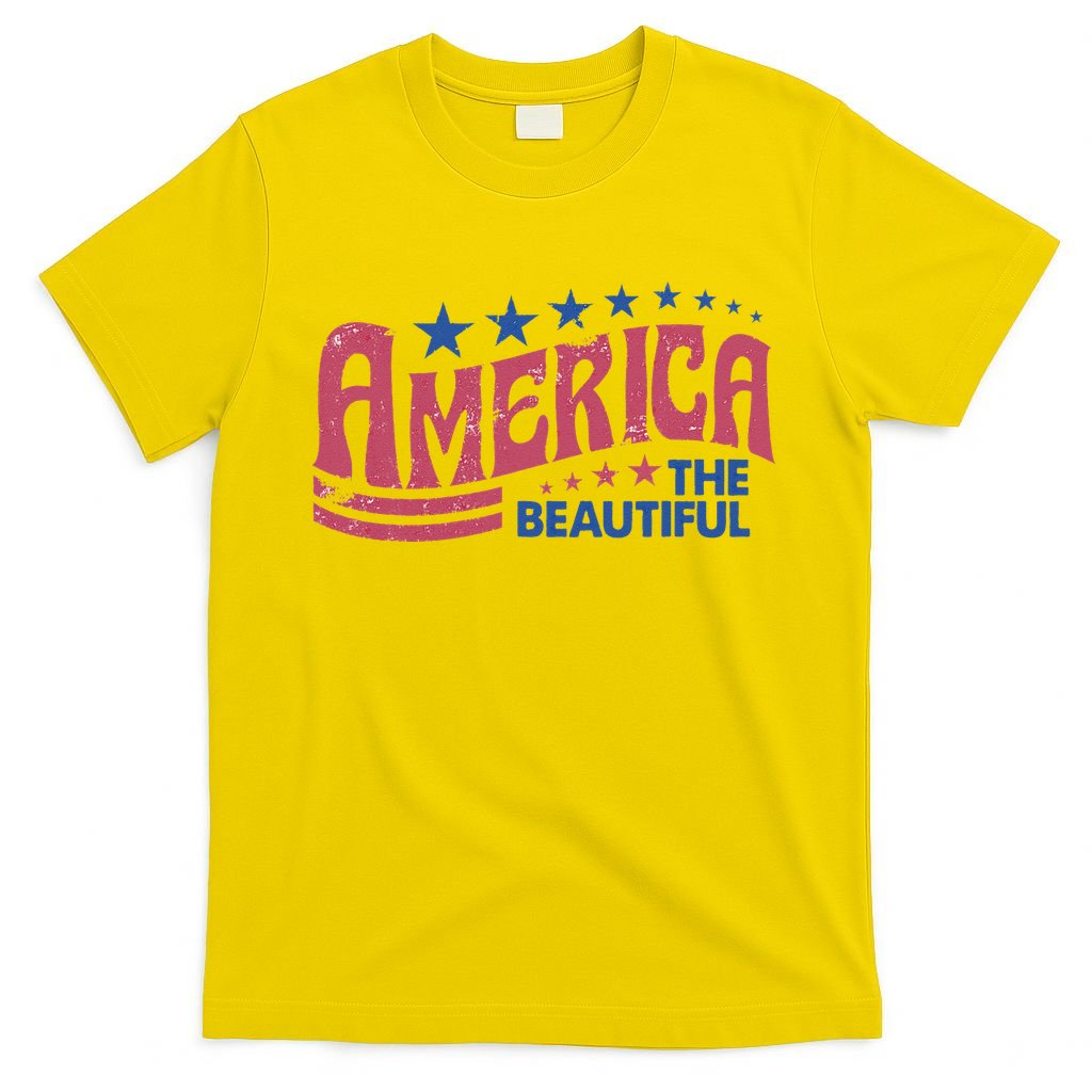 America The Beautiful Retro Vintage American 4th Of July T-Shirt
