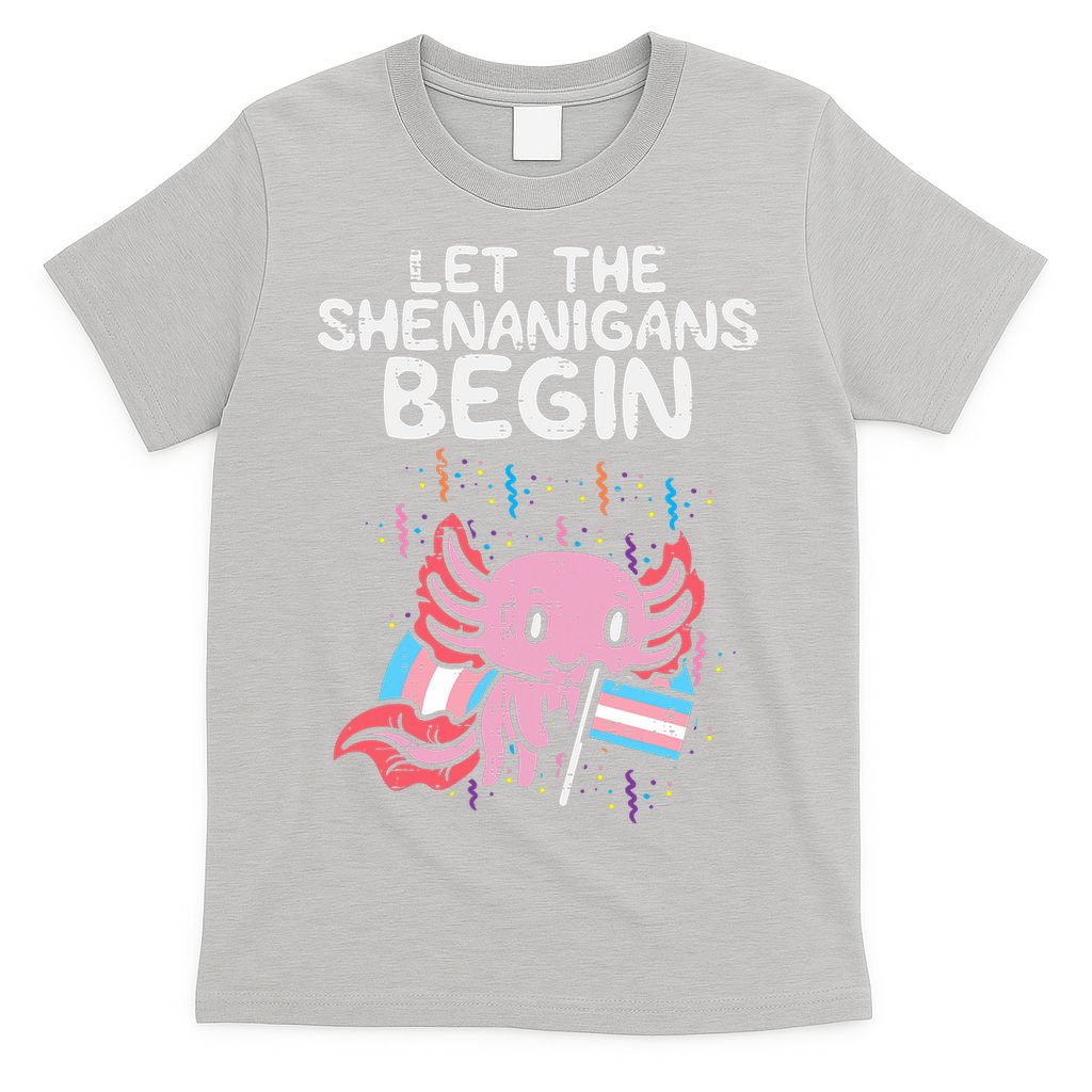 Axolotl Transgende.r Flag Shenanigans Tran.s Transsexual Pride T-Shirt