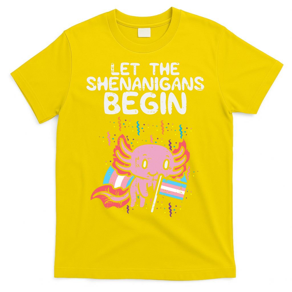 Axolotl Transgende.r Flag Shenanigans Tran.s Transsexual Pride T-Shirt