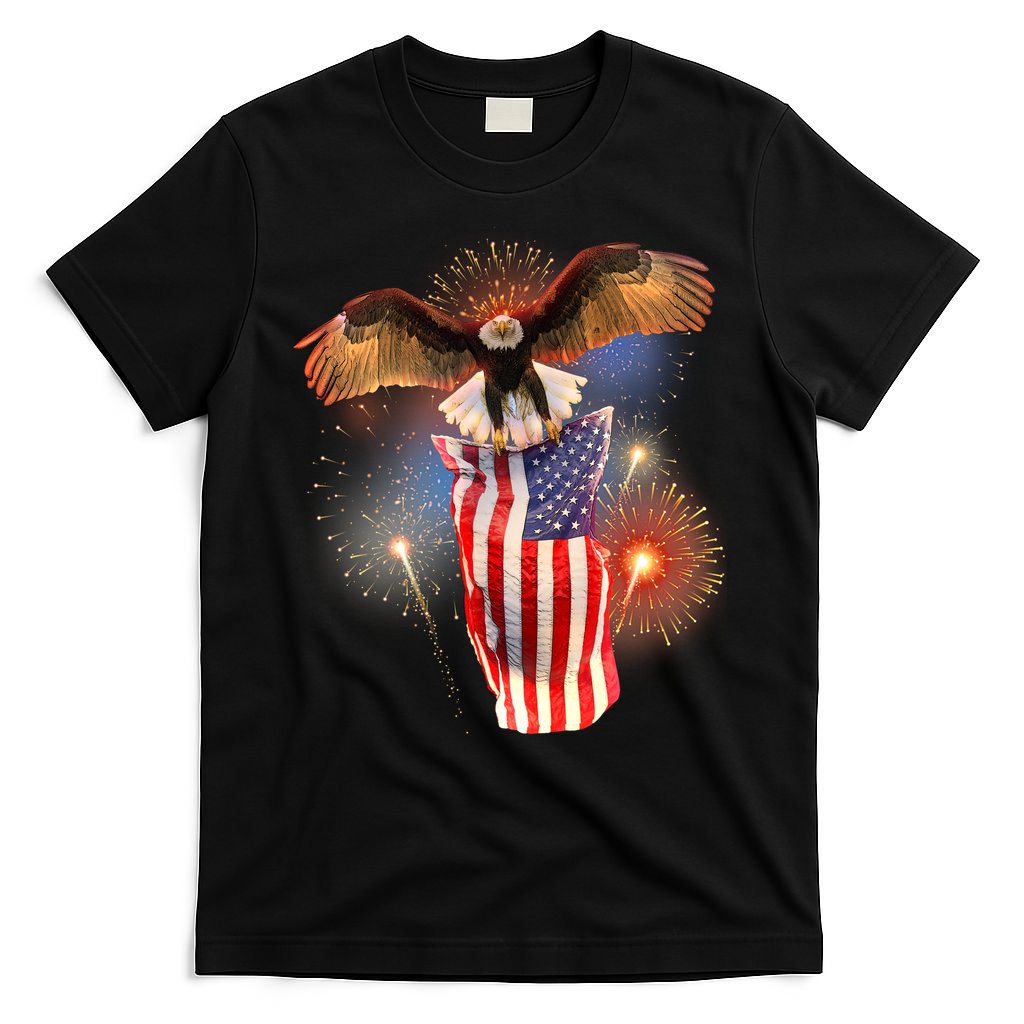 America USA Flag Eagle Fireworks T-Shirt