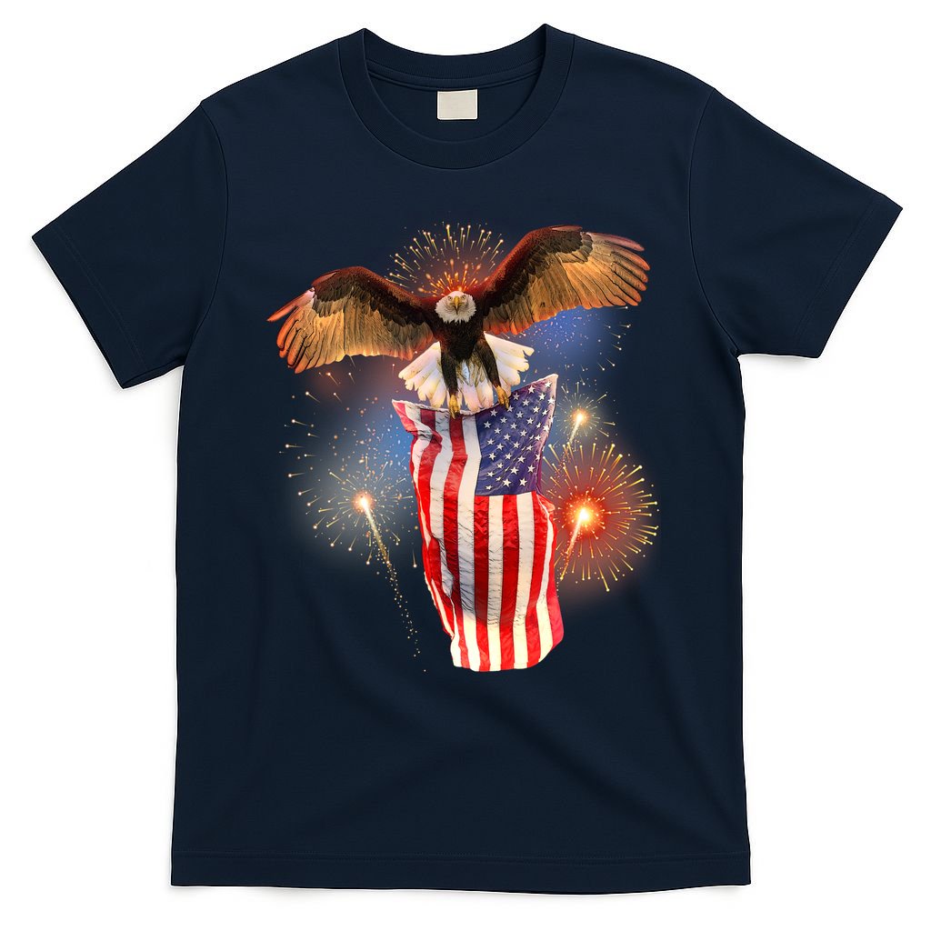 America USA Flag Eagle Fireworks T-Shirt