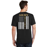 Army United States Thin Camo Line Flag Front And Back T-Shirt