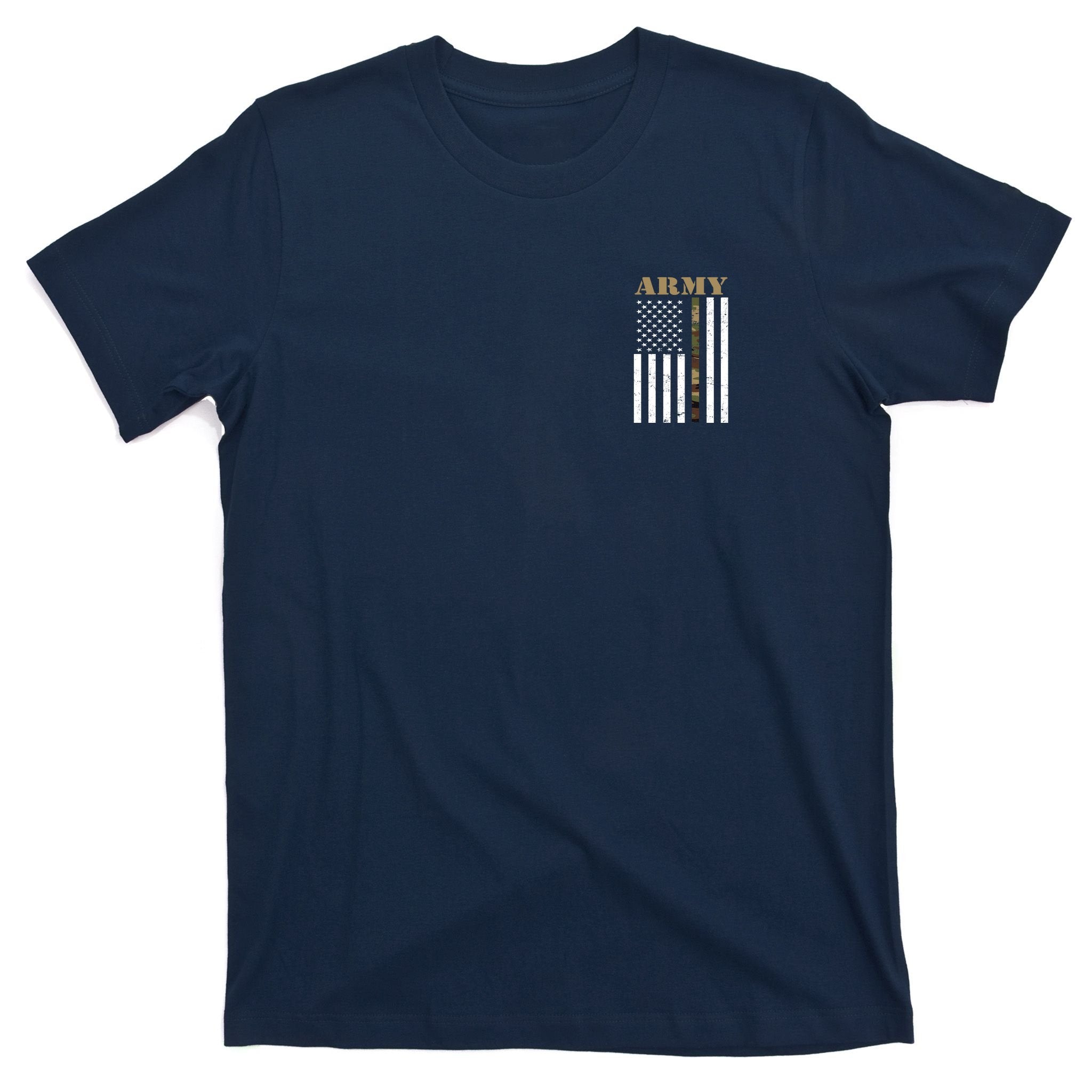 Army United States Thin Camo Line Flag Front And Back T-Shirt