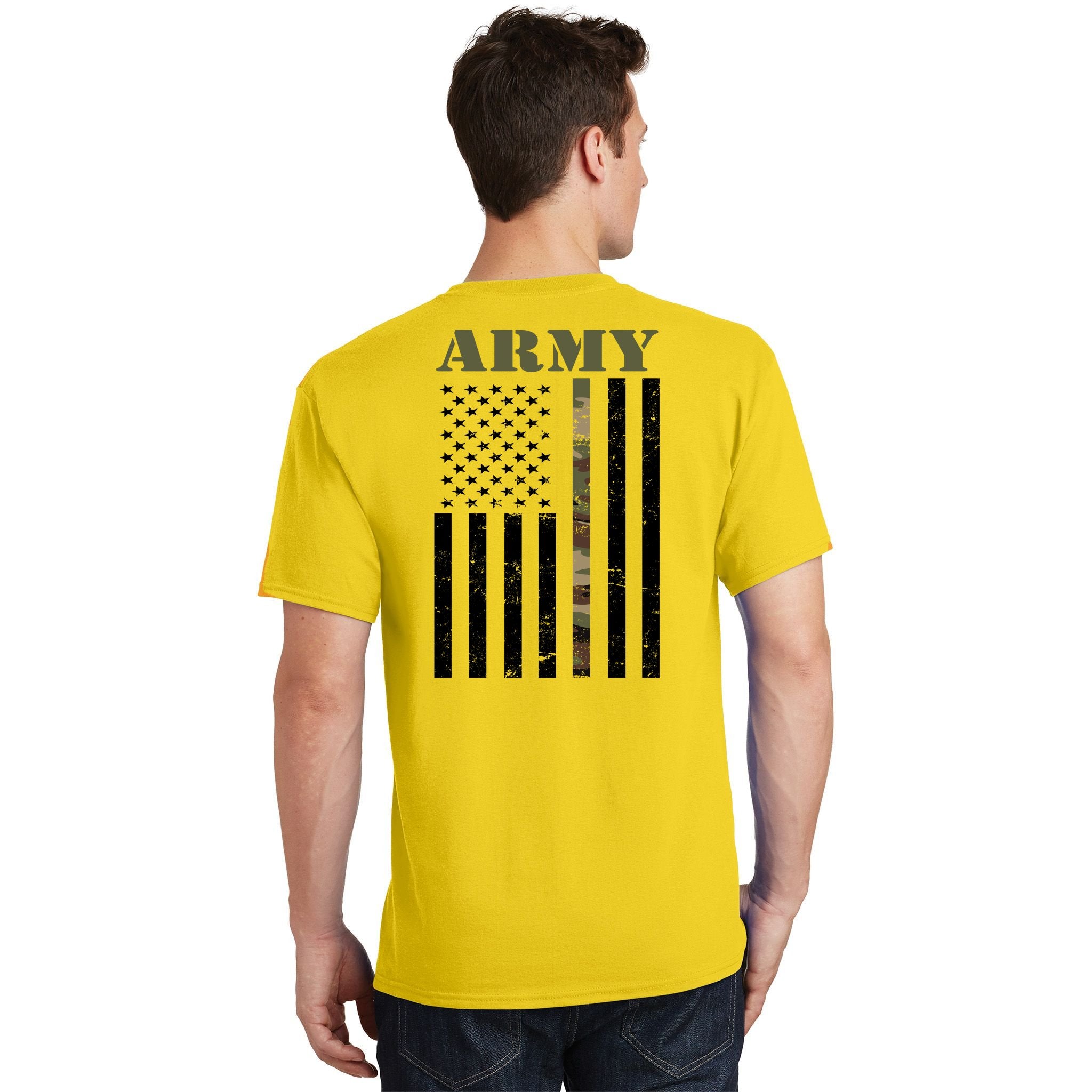 Army United States Thin Camo Line Flag Front And Back T-Shirt